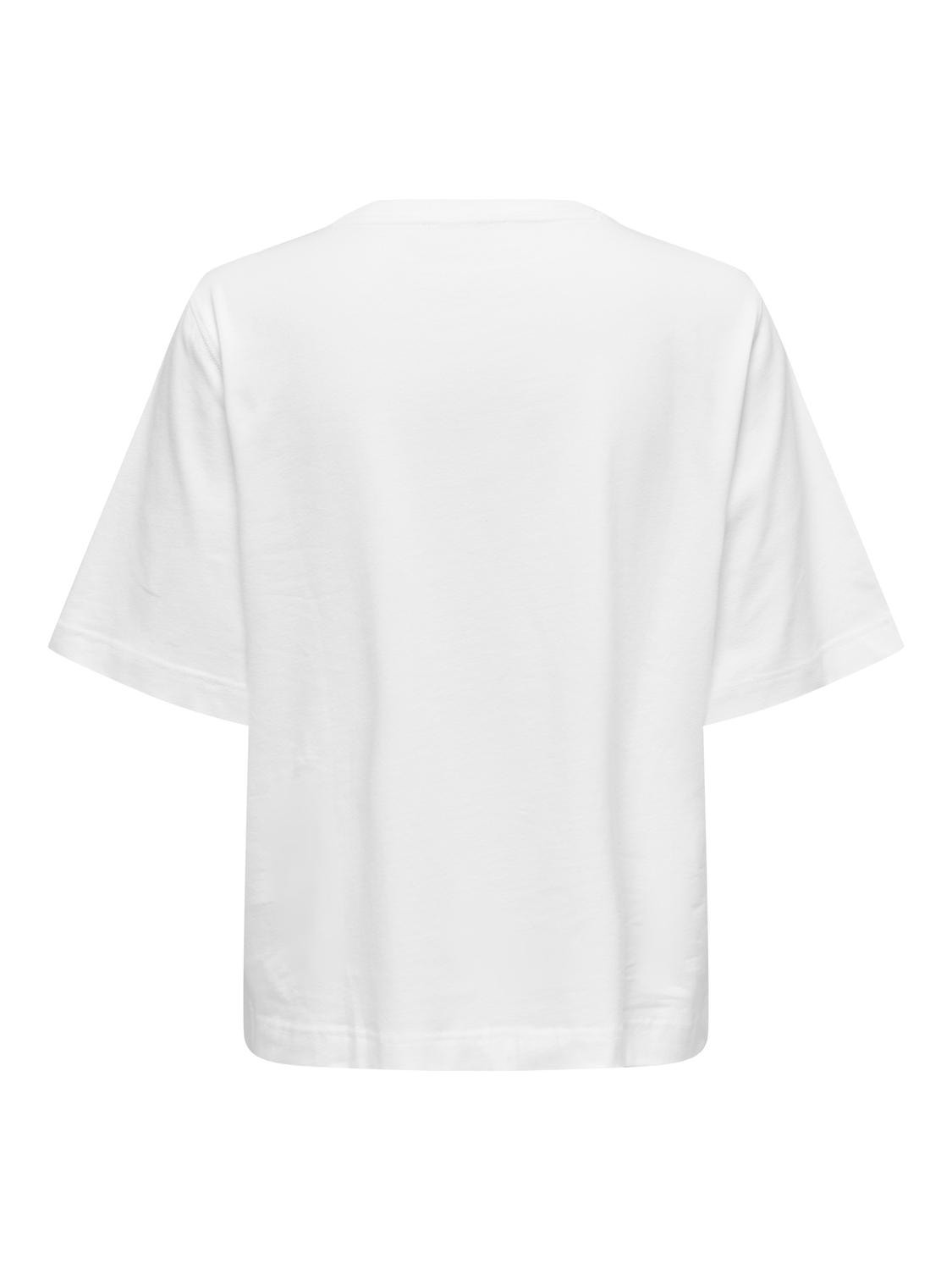 ONLY Loose fit O-hals Flaggermusermer T-skjorte -White - 15224814