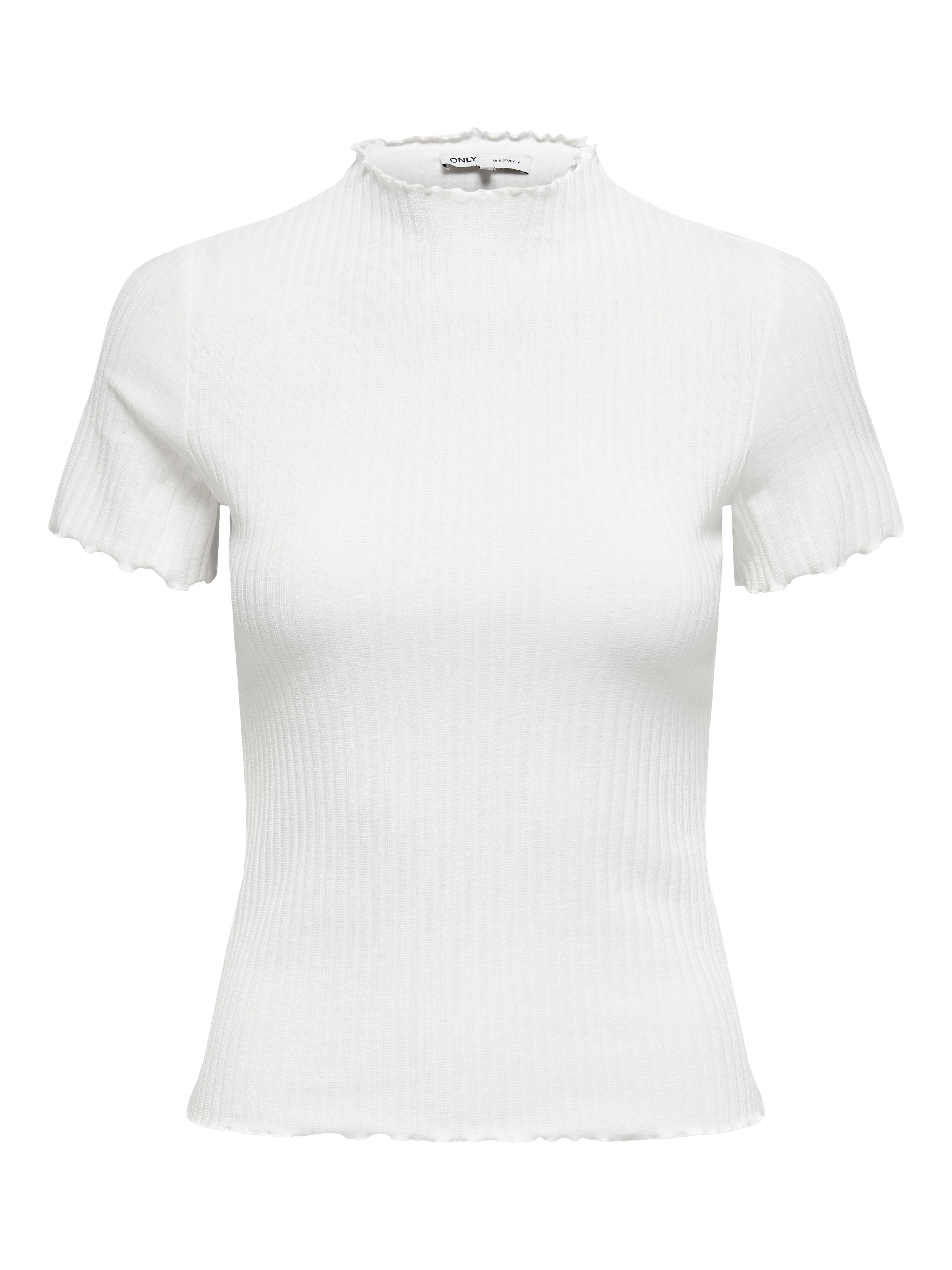 White high neck on sale short sleeve top