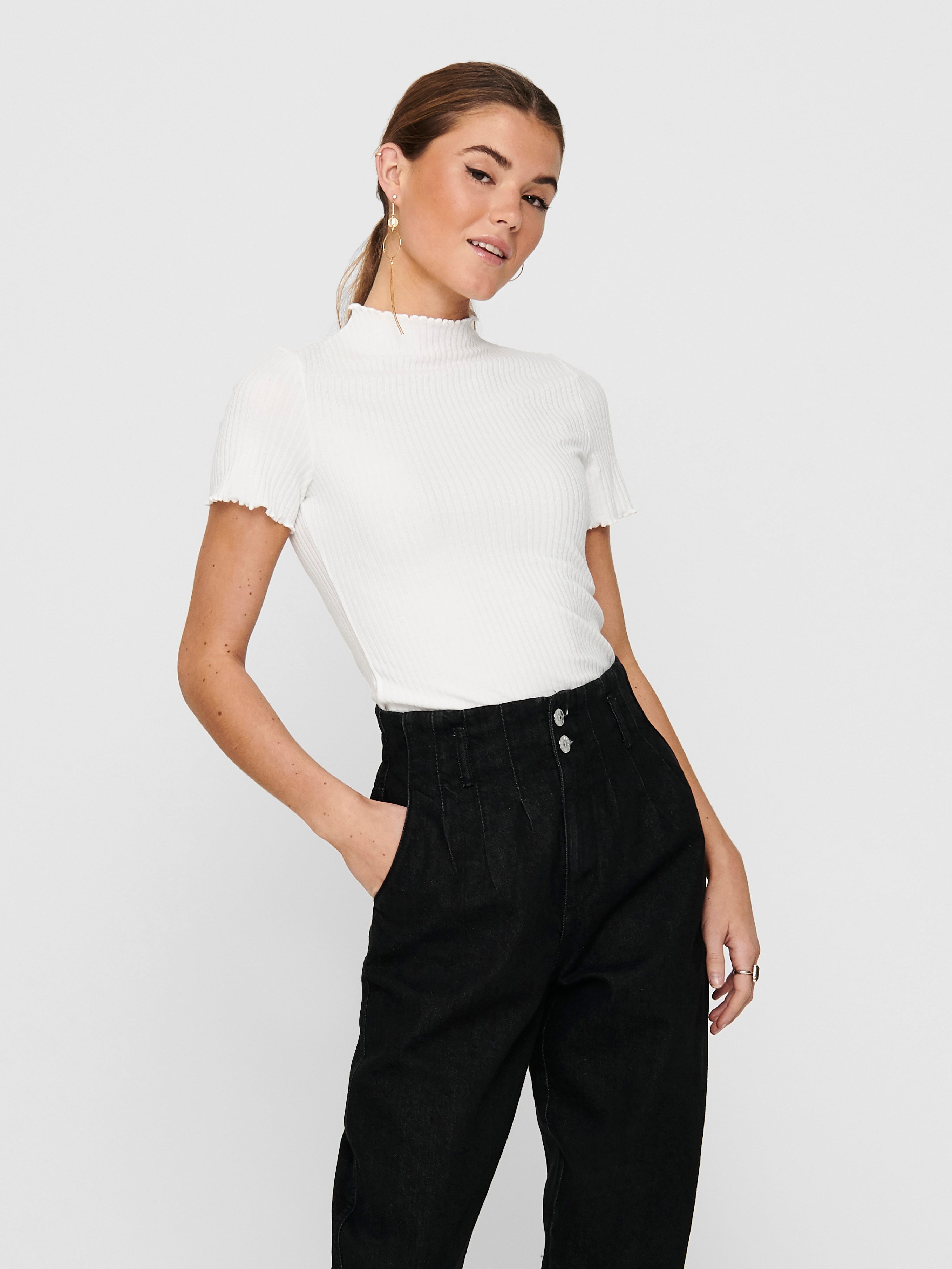 Black and white high neck outlet top