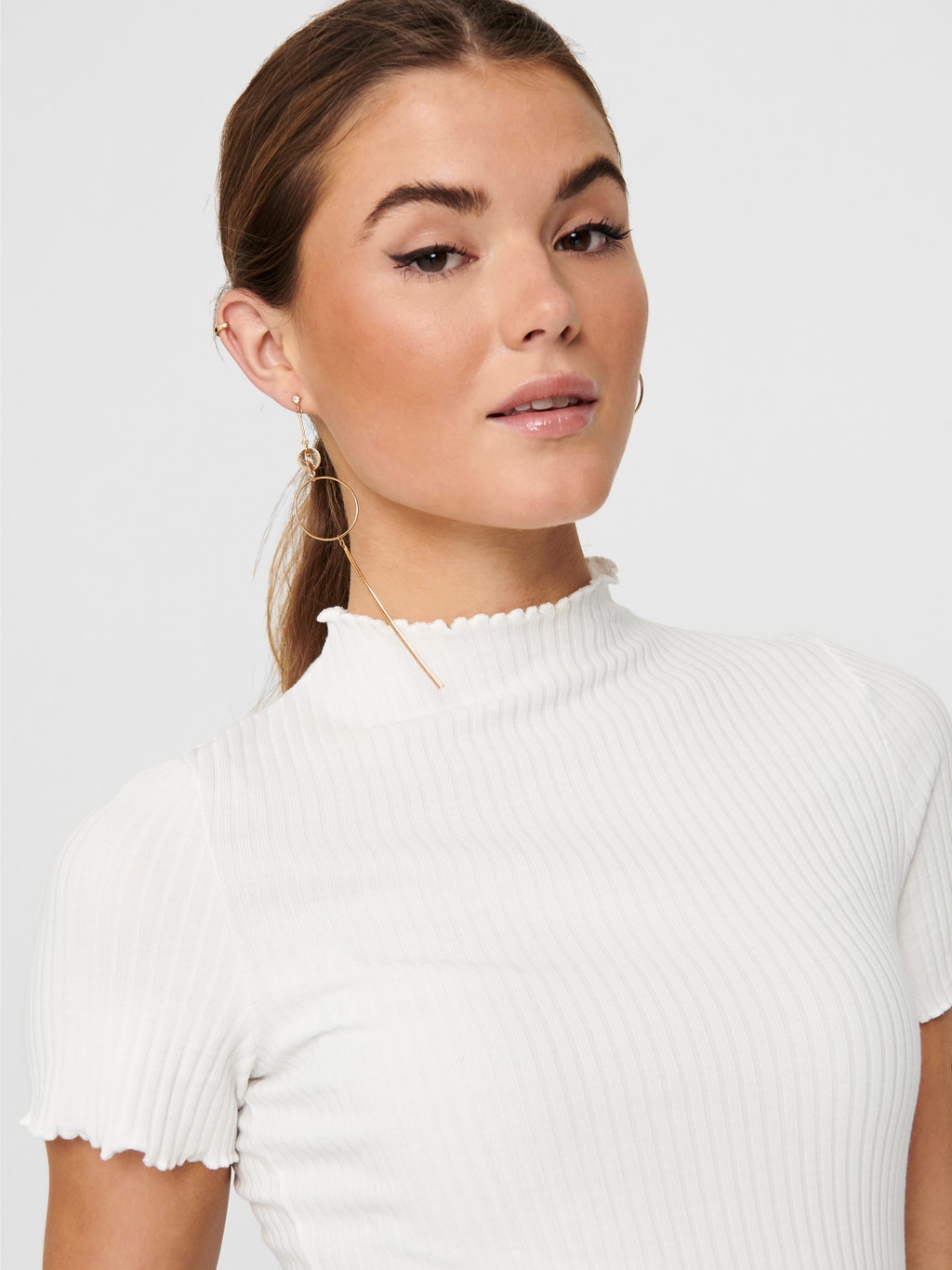 High Neck Short Sleeved Top Off White ONLY high-neck-short-sleeved-top-off-white-only