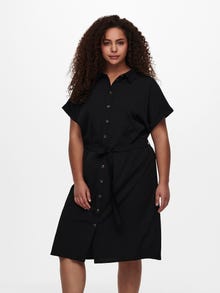 ONLY Robe longue Regular Fit Col chemise Poignets repliés -Black - 15225526