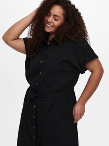 ONLY Regular Fit Shirt collar Fold-up cuffs Long dress -Black - 15225526
