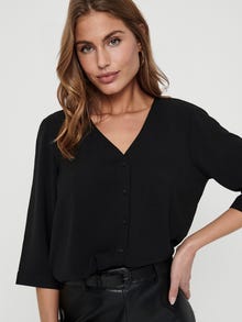 ONLY Regular Fit China Collar Volume sleeves Shirt -Black - 15225654