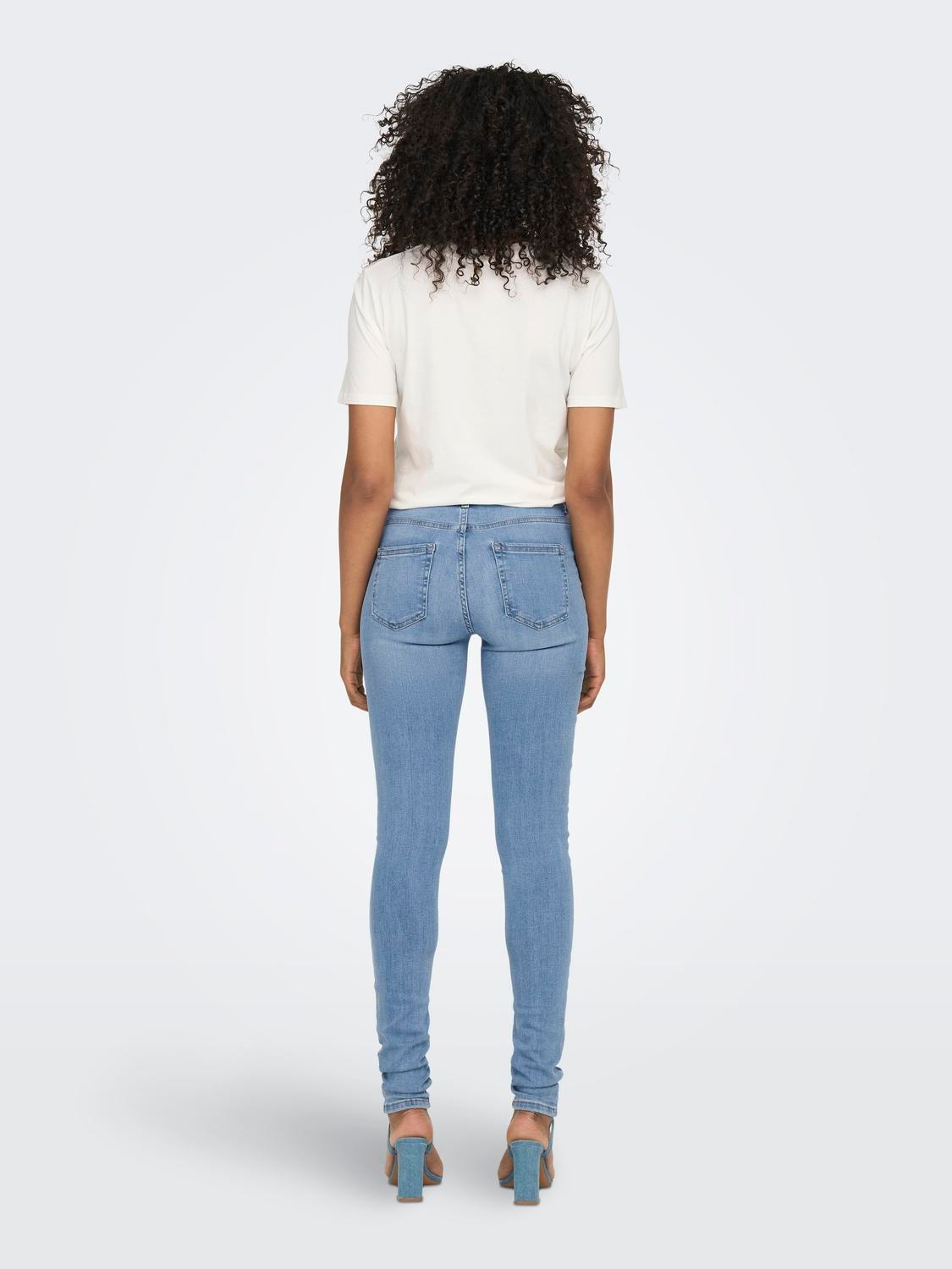 ONLY Skinny Fit Mid waist Jeans -Light Blue Denim - 15225795