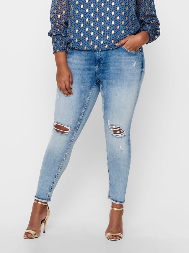 ONLY Skinny Fit Mittlere Taille Offener Saum Jeans - 15225834