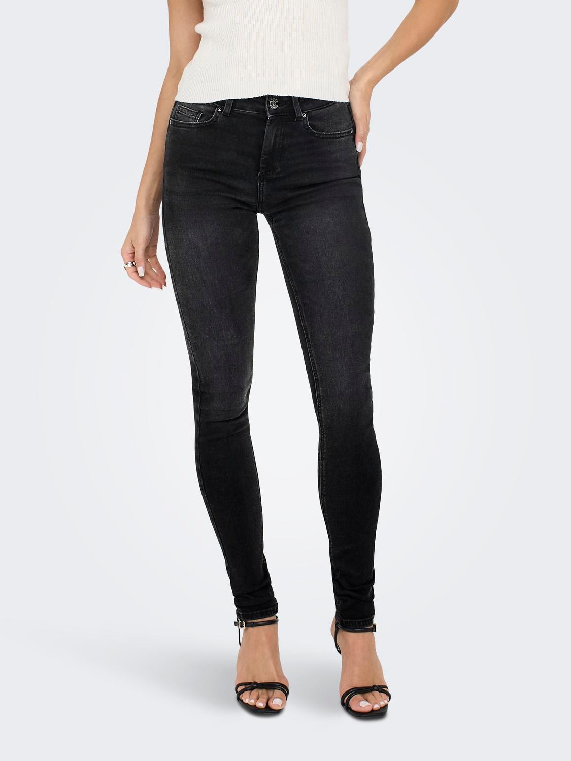 ONLY Skinny Fit Mid waist Jeans -Black Denim - 15225846