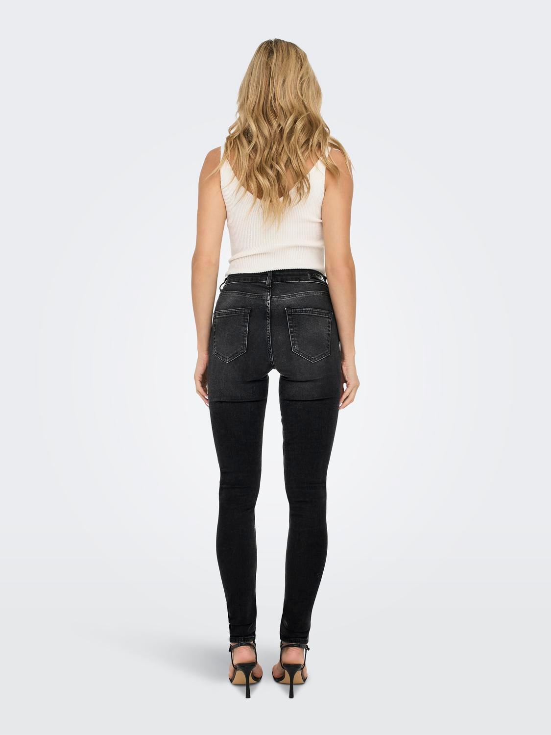 ONLY Jeans Skinny Fit Taille moyenne -Black Denim - 15225846