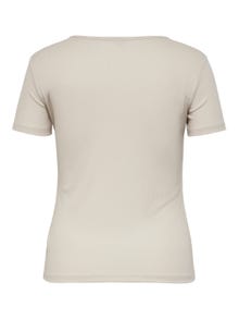 ONLY Curvy V-ringad T-shirt -Pumice Stone - 15225873