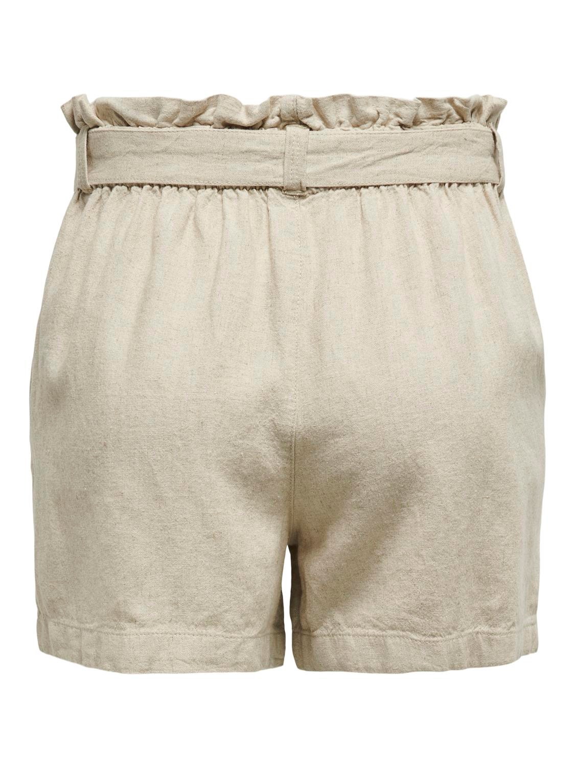 ONLY Linne knytskärp Shorts -Oatmeal - 15225921