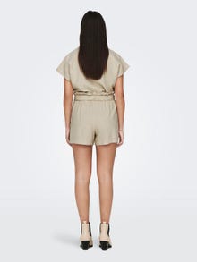 ONLY Linen tie belt Shorts -Oatmeal - 15225921