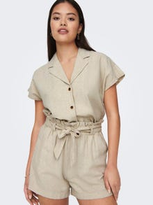 ONLY Linen shorts with tie belt  -Oatmeal - 15225921