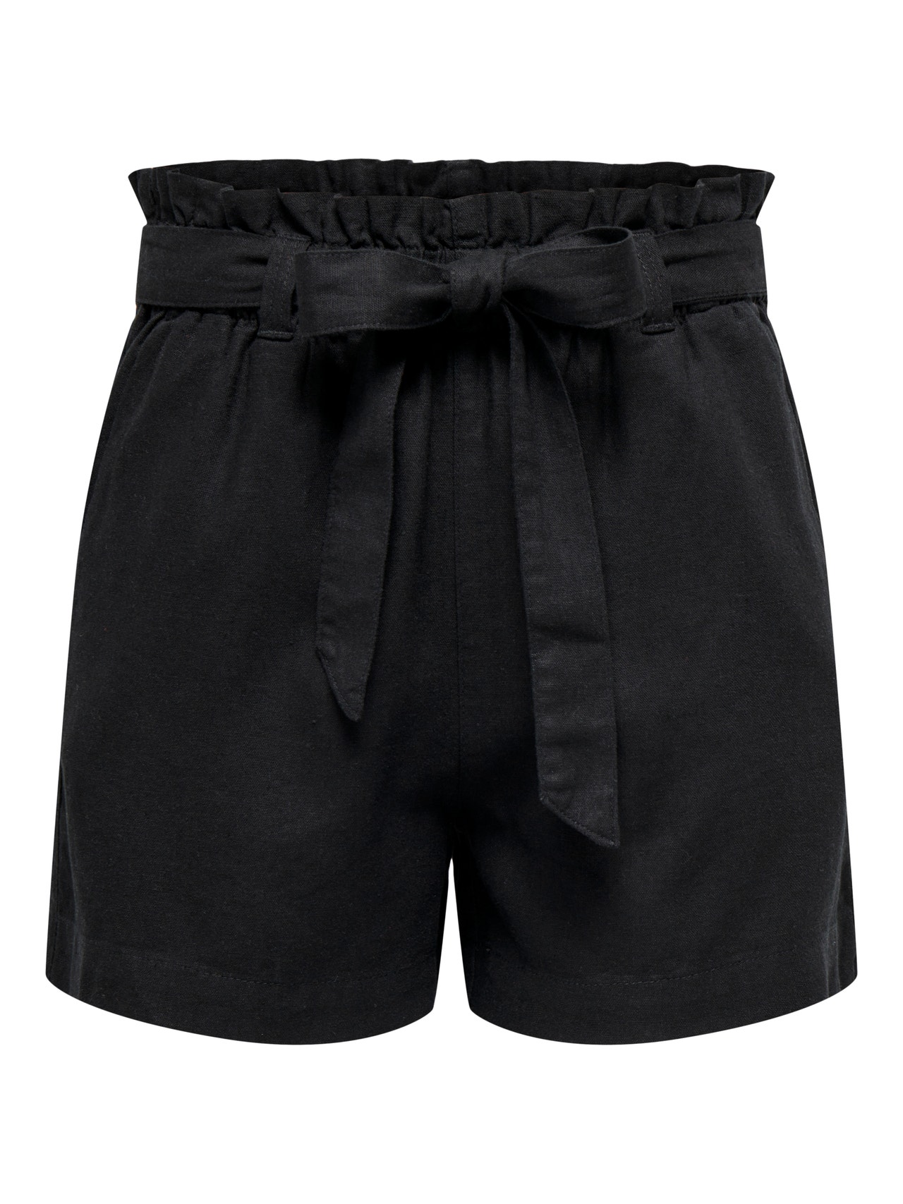 ONLY Linen tie belt Shorts -Black - 15225921