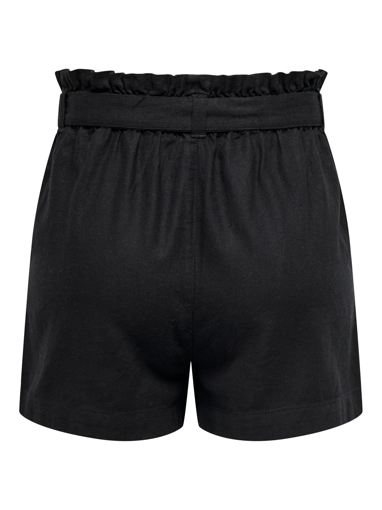 ONLY Linen tie belt Shorts -Black - 15225921