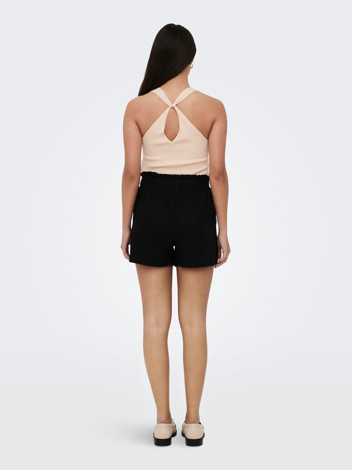 ONLY Cinturón de lino Shorts -Black - 15225921