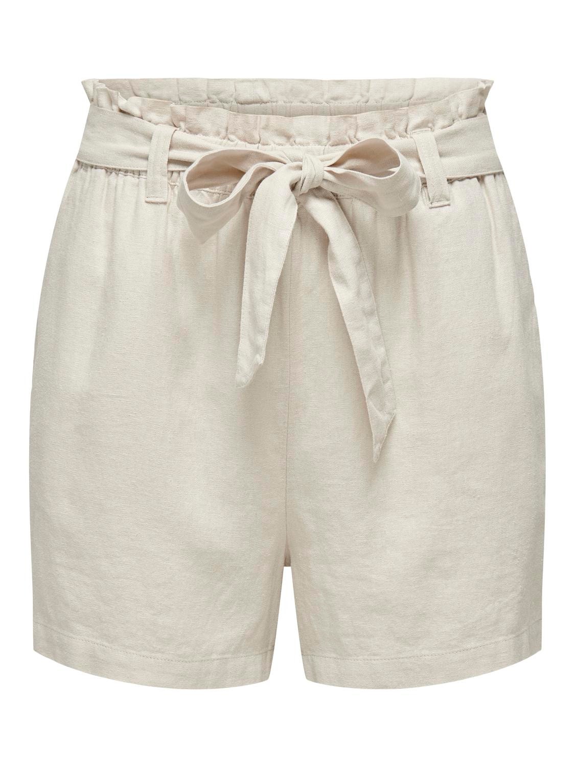 ONLY Linen tie belt Shorts -Moonbeam - 15225921