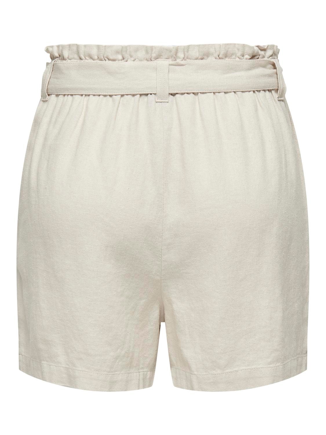 ONLY Linen shorts with tie belt  -Moonbeam - 15225921