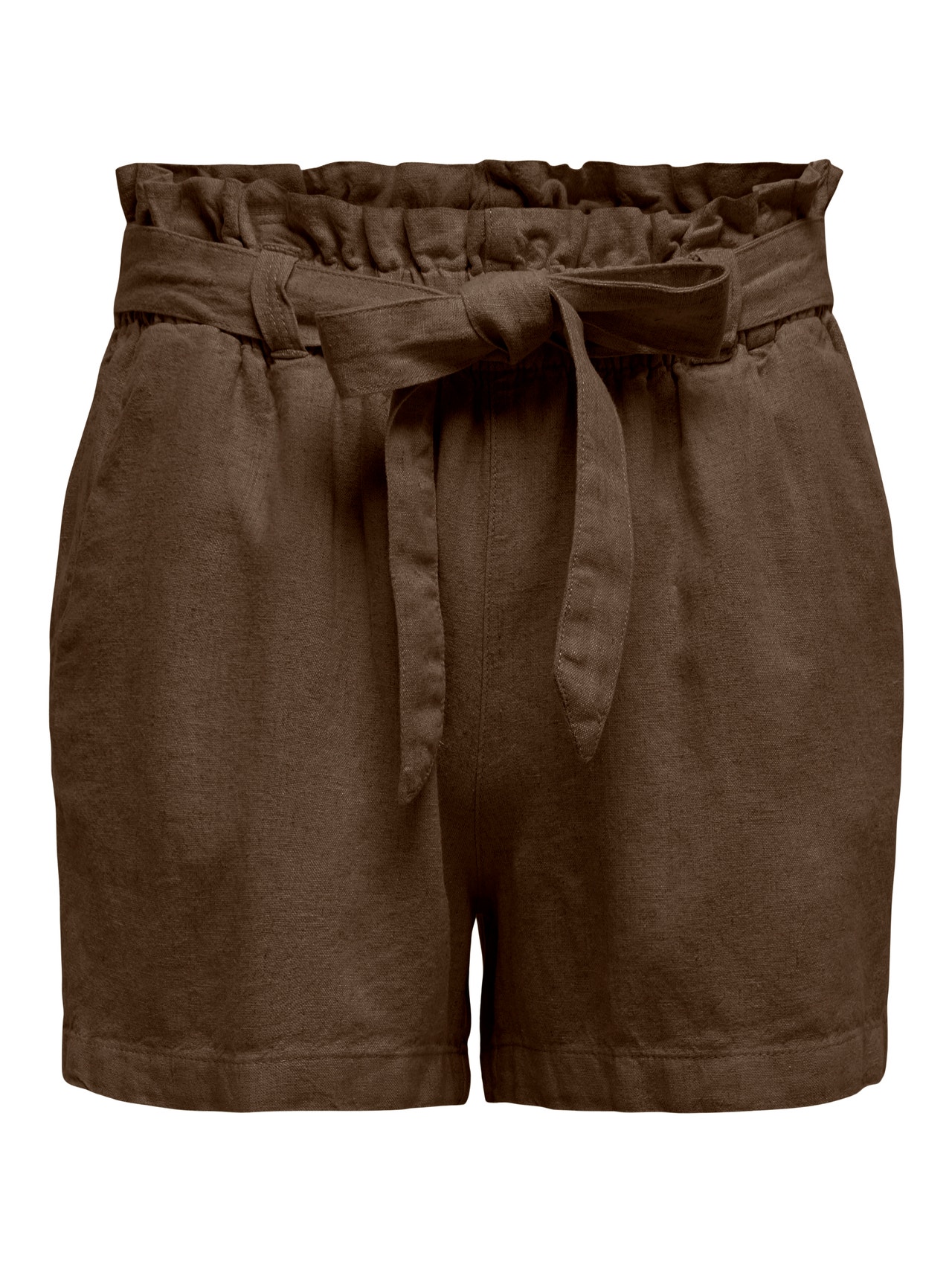 ONLY Linen tie belt Shorts -Carafe - 15225921