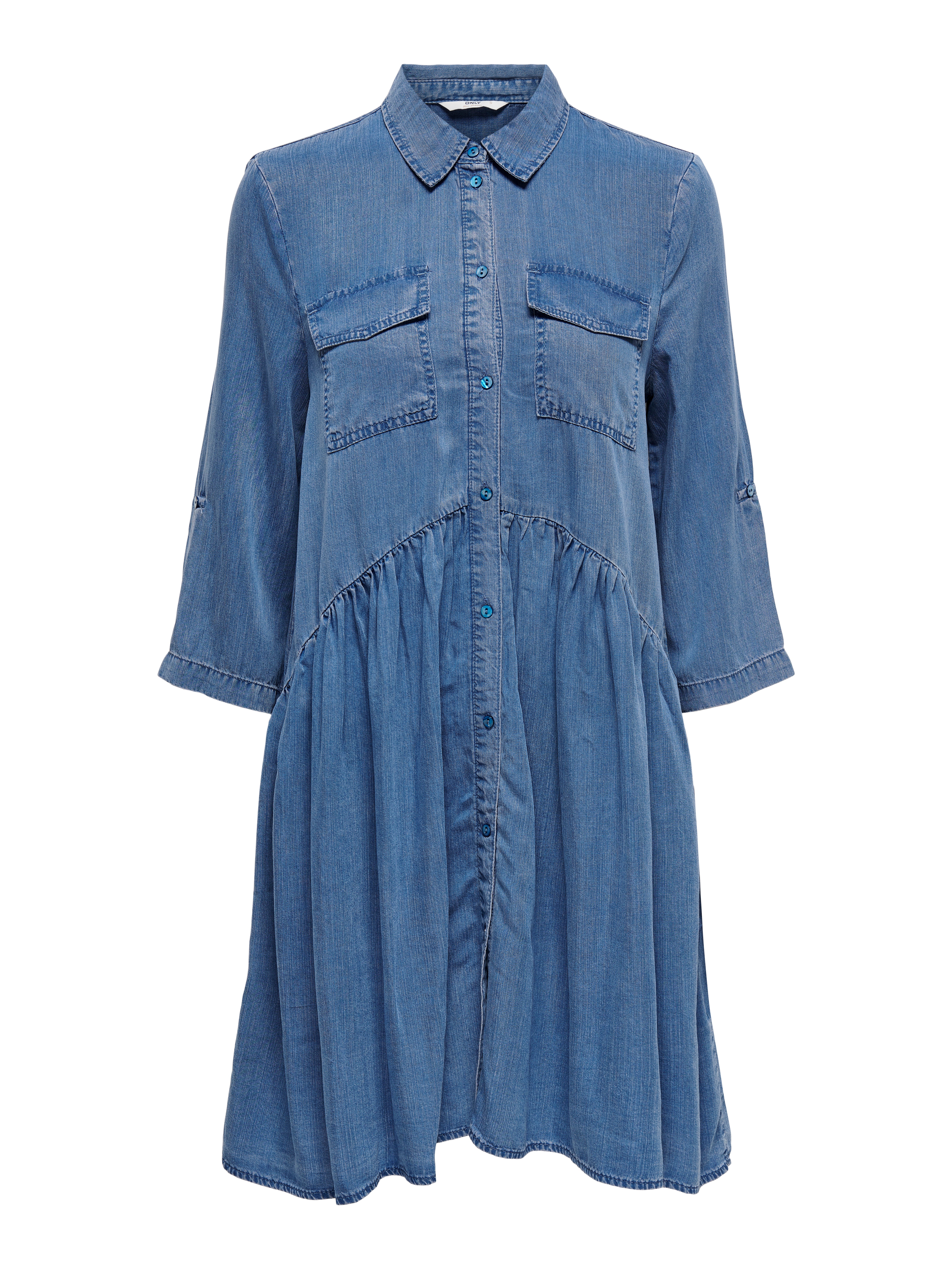 fitted long sleeve denim dress