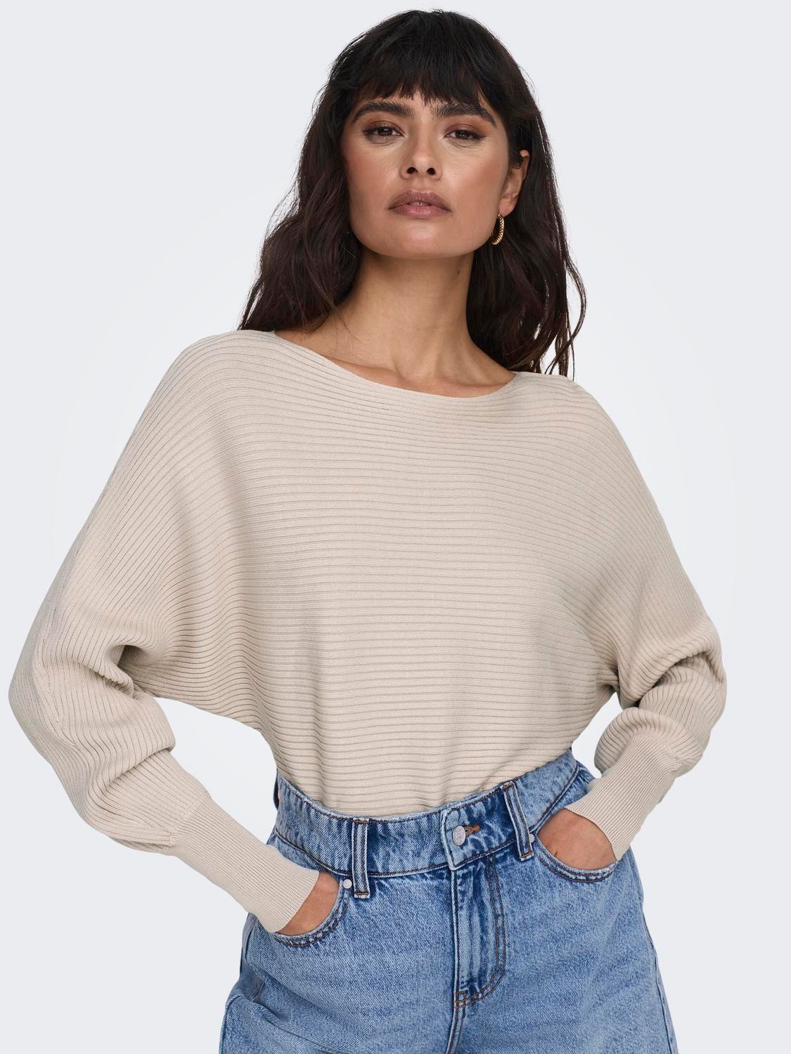ONLY Short Knitted Pullover -Pumice Stone - 15226298