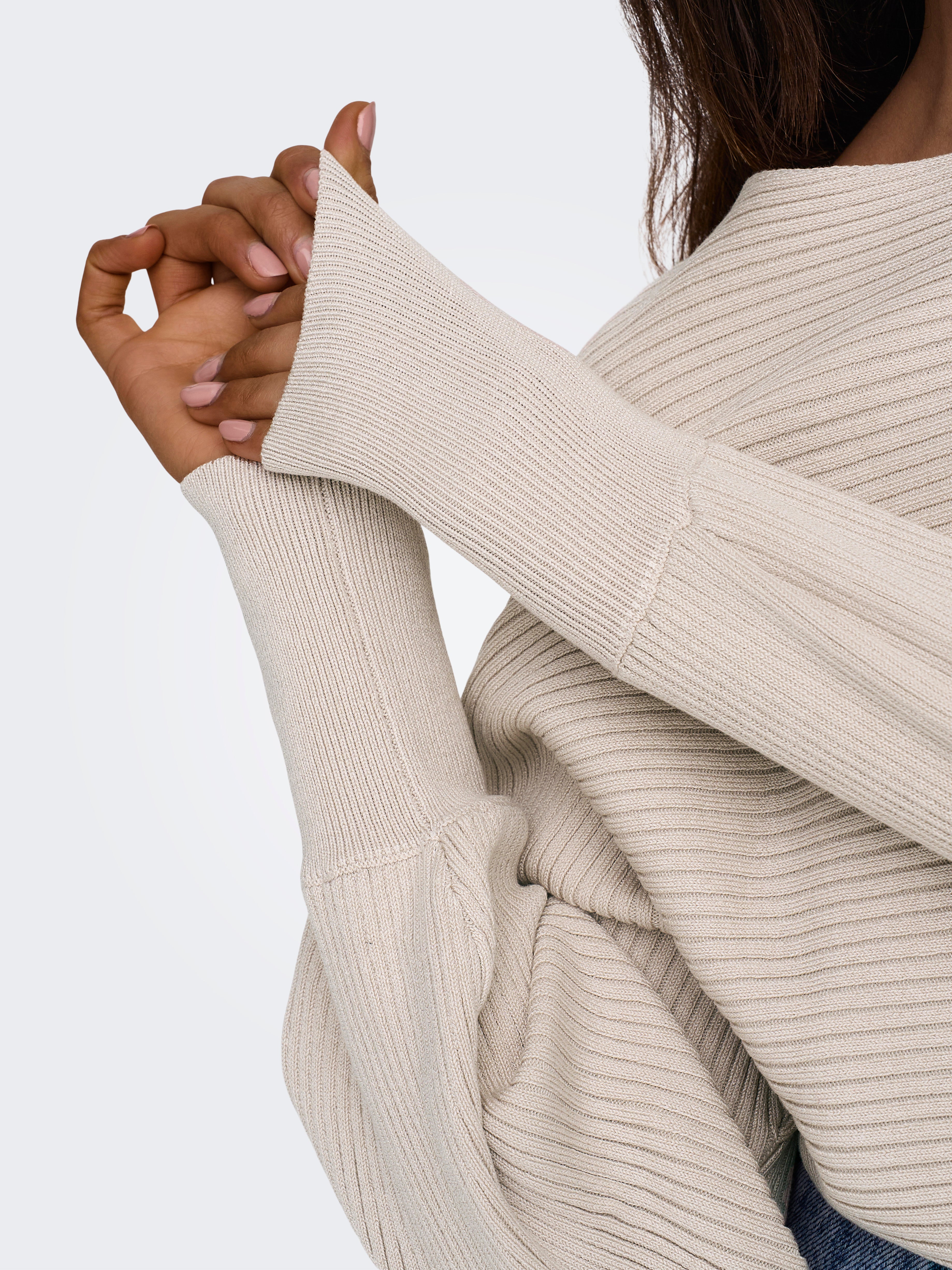 Pull Maille ONLY Adaline – Col Bateau, Manches Longues, Coupe Courte Tendance