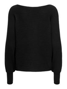 ONLY Boat neck High cuffs Pullover -Black - 15226298