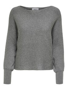 ONLY Dekolt w łódkę Długie mankiety Sweter -Medium Grey Melange - 15226298