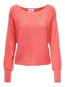 ONLY Boat neck High cuffs Pullover -Tea Rose - 15226298