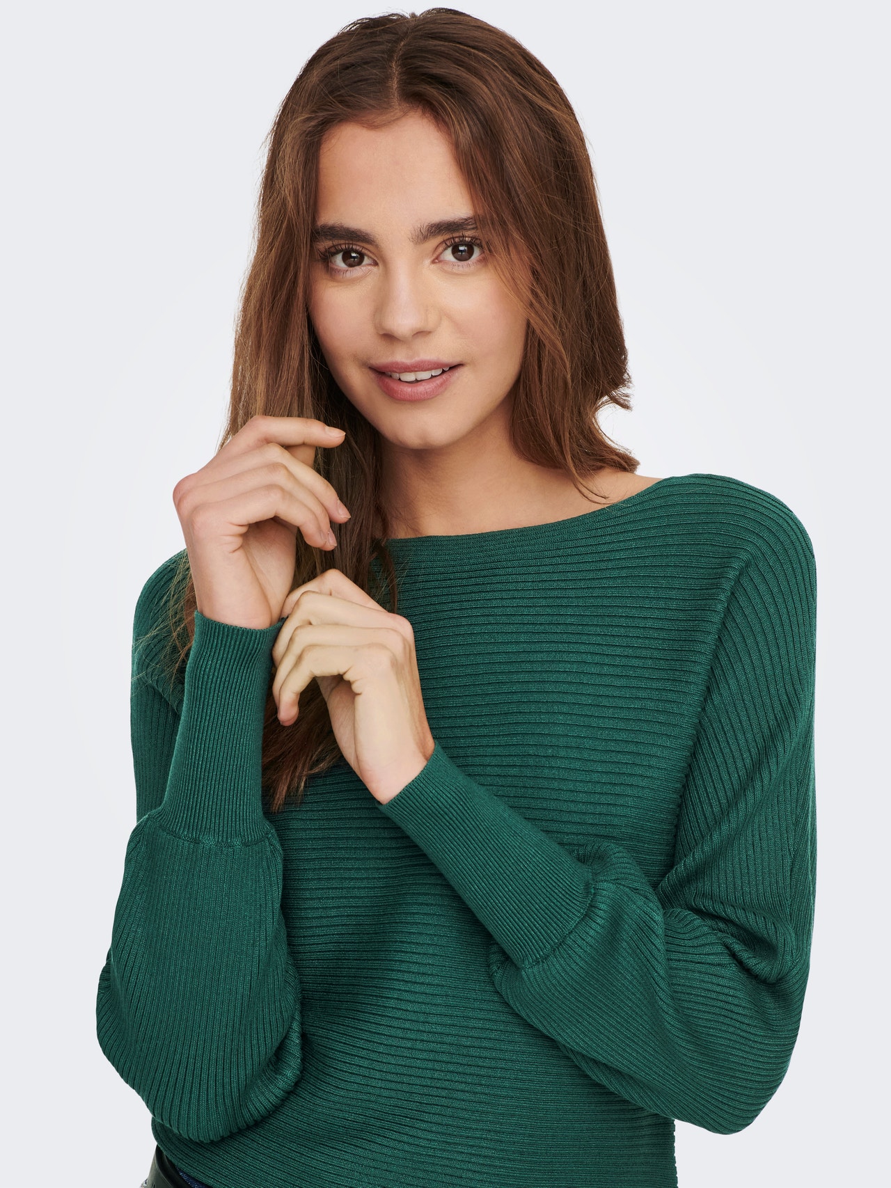 ONLY Boat neck High cuffs Pullover -Ponderosa Pine - 15226298