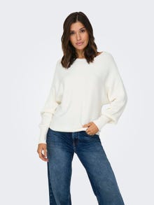 ONLY Boat neck High cuffs Pullover -Snow White - 15226298