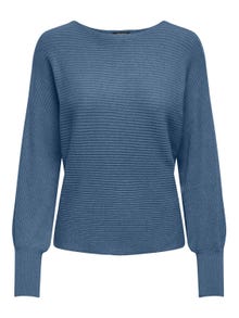 ONLY Boat neck High cuffs Pullover -Coronet Blue - 15226298