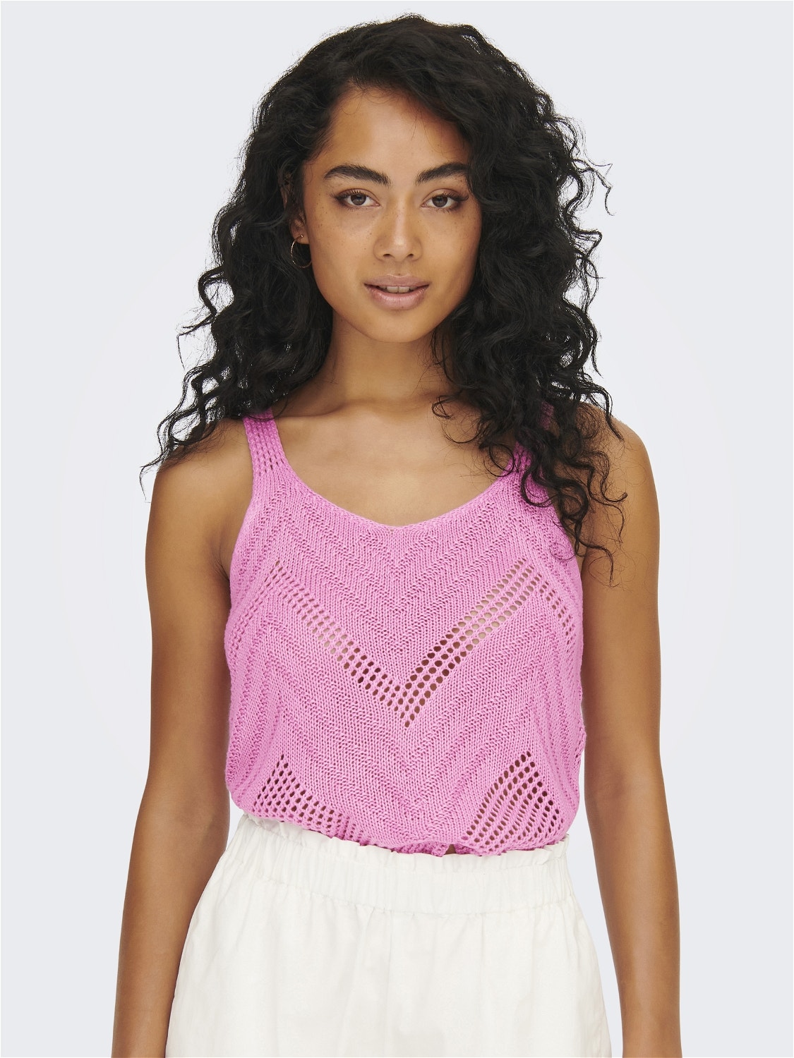 ONLY Textured Knitted Top -Fuchsia Pink - 15226348