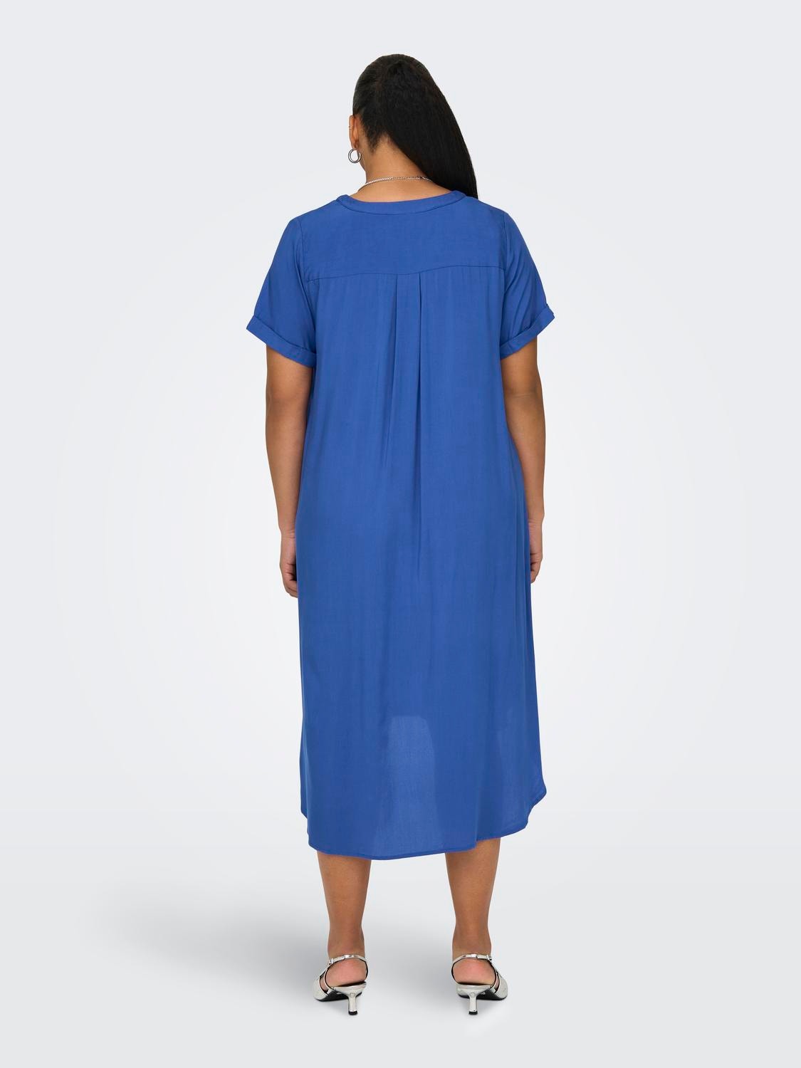 ONLY Regular Fit V-Neck Long dress -Dazzling Blue - 15226675