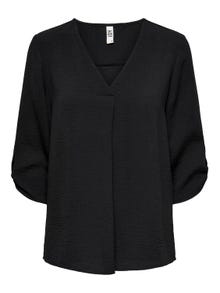 ONLY Ensfarget Topp med 3/4 ermer -Black - 15226911