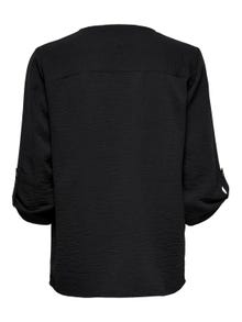 ONLY Ensfarget Topp med 3/4 ermer -Black - 15226911