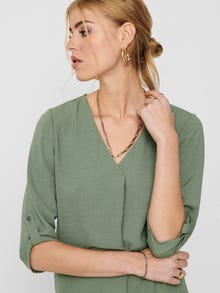 ONLY Loose Fit V-Neck Fold-up cuffs Volume sleeves Top -Sea Spray - 15226911