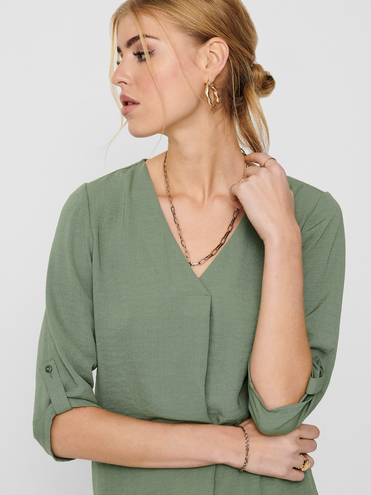 ONLY Solid colored 3/4 sleeved top -Sea Spray - 15226911