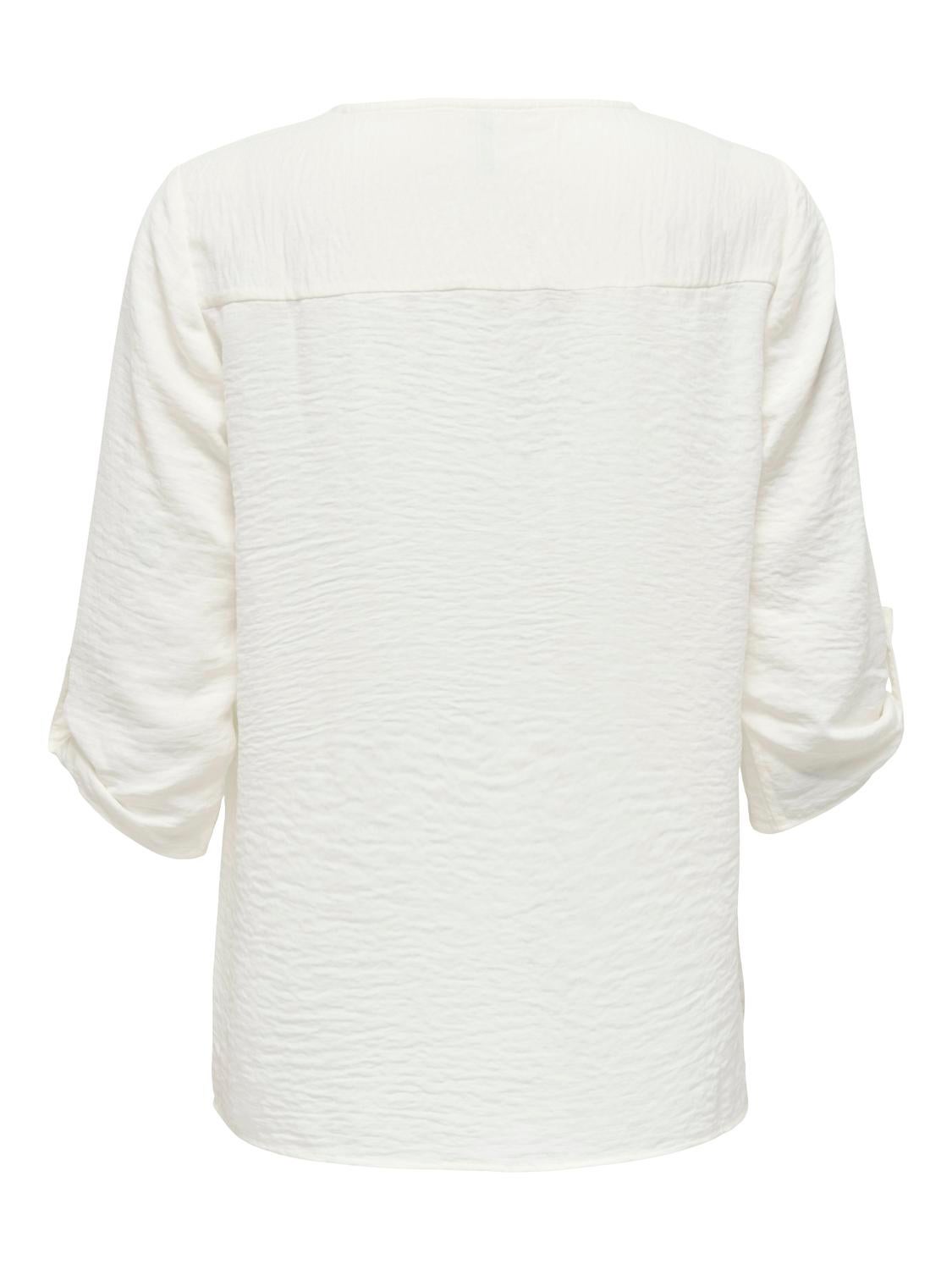 Solid colored 3/4 sleeved top | White | ONLY®