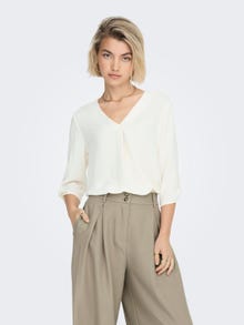 ONLY Solid colored 3/4 sleeved top -Cloud Dancer - 15226911