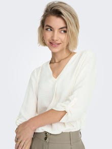 ONLY Solid colored 3/4 sleeved top -Cloud Dancer - 15226911