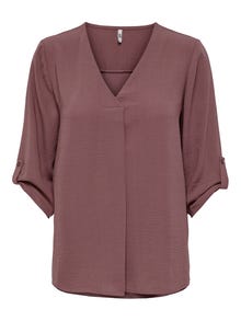 ONLY Solid colored 3/4 sleeved top -Rose Brown - 15226911