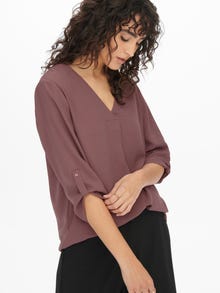 ONLY Couleur unie Top manches 3/4 -Rose Brown - 15226911