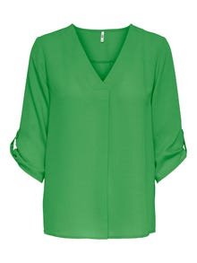 ONLY Ensfarget Topp med 3/4 ermer -Kelly Green - 15226911