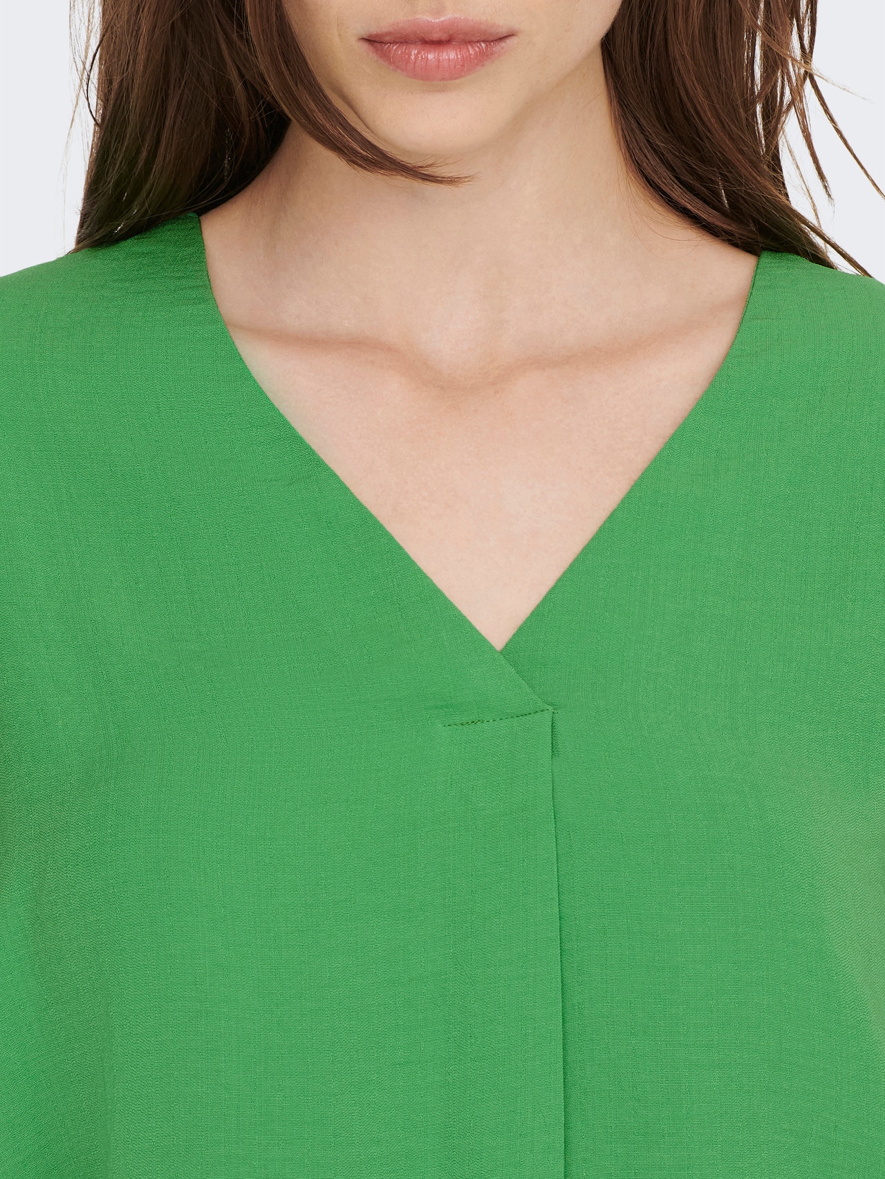 ONLY Loose fit V-Hals Mouwuiteinden met omslag Volumineuze mouwen Top -Kelly Green - 15226911