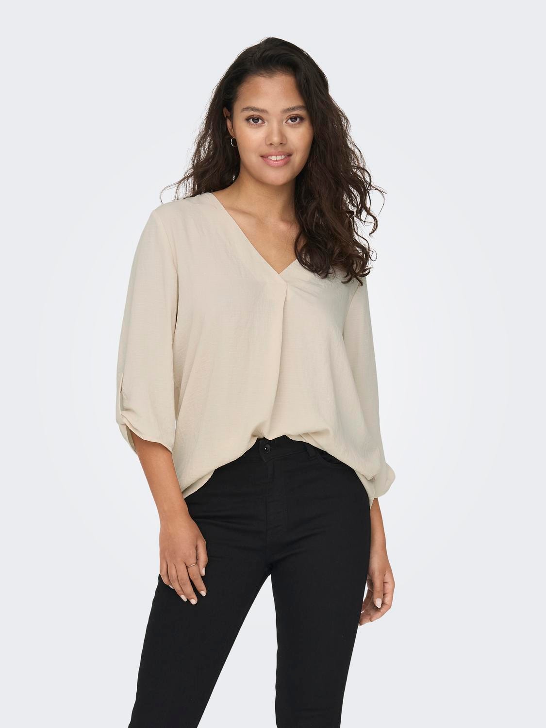 ONLY Solid colored 3/4 sleeved top -Sandshell - 15226911
