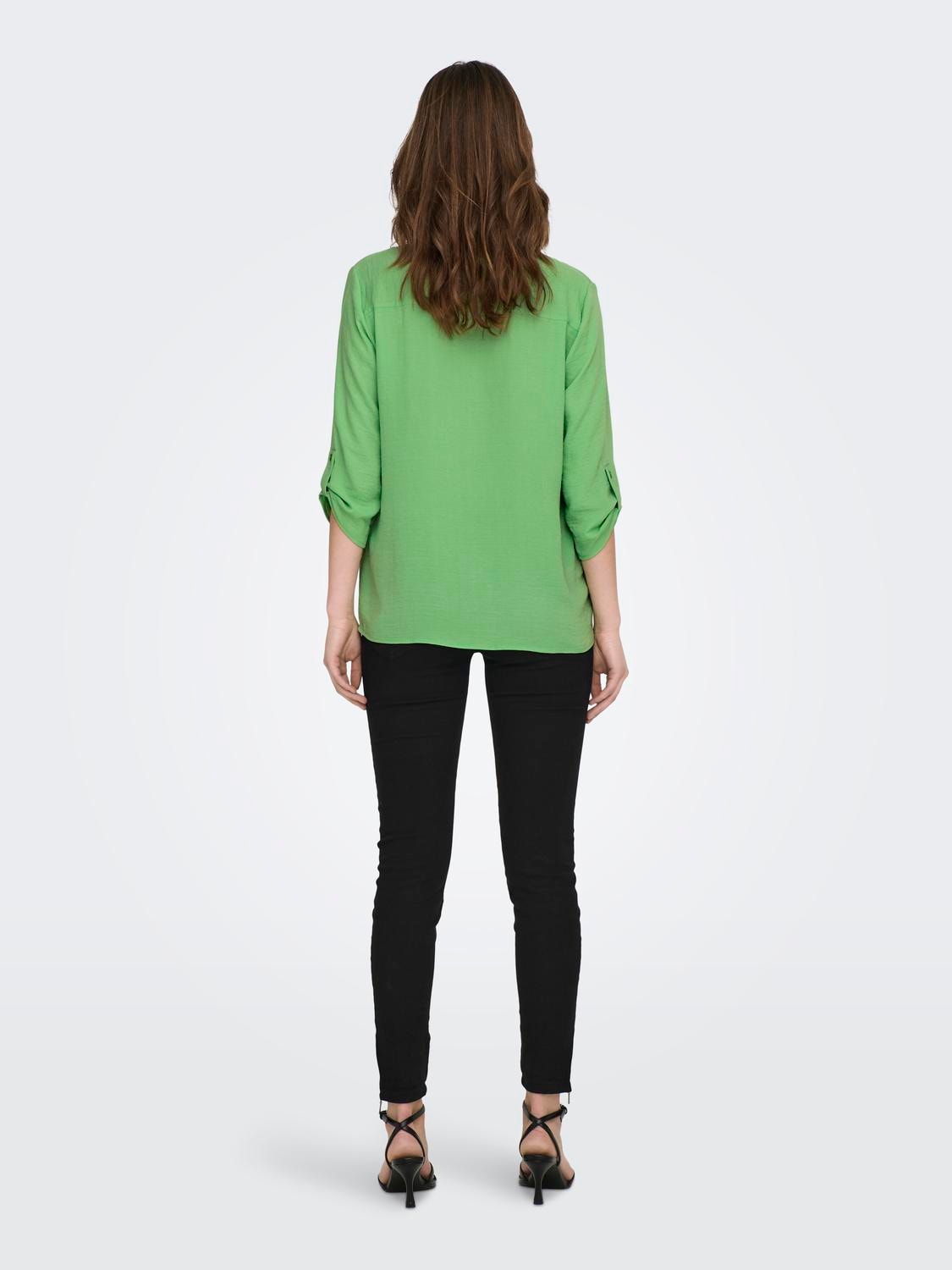 ONLY Solid colored 3/4 sleeved top -Absinthe Green - 15226911