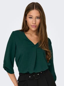 ONLY Loose Fit V-Neck Fold-up cuffs Volume sleeves Top -Ponderosa Pine - 15226911