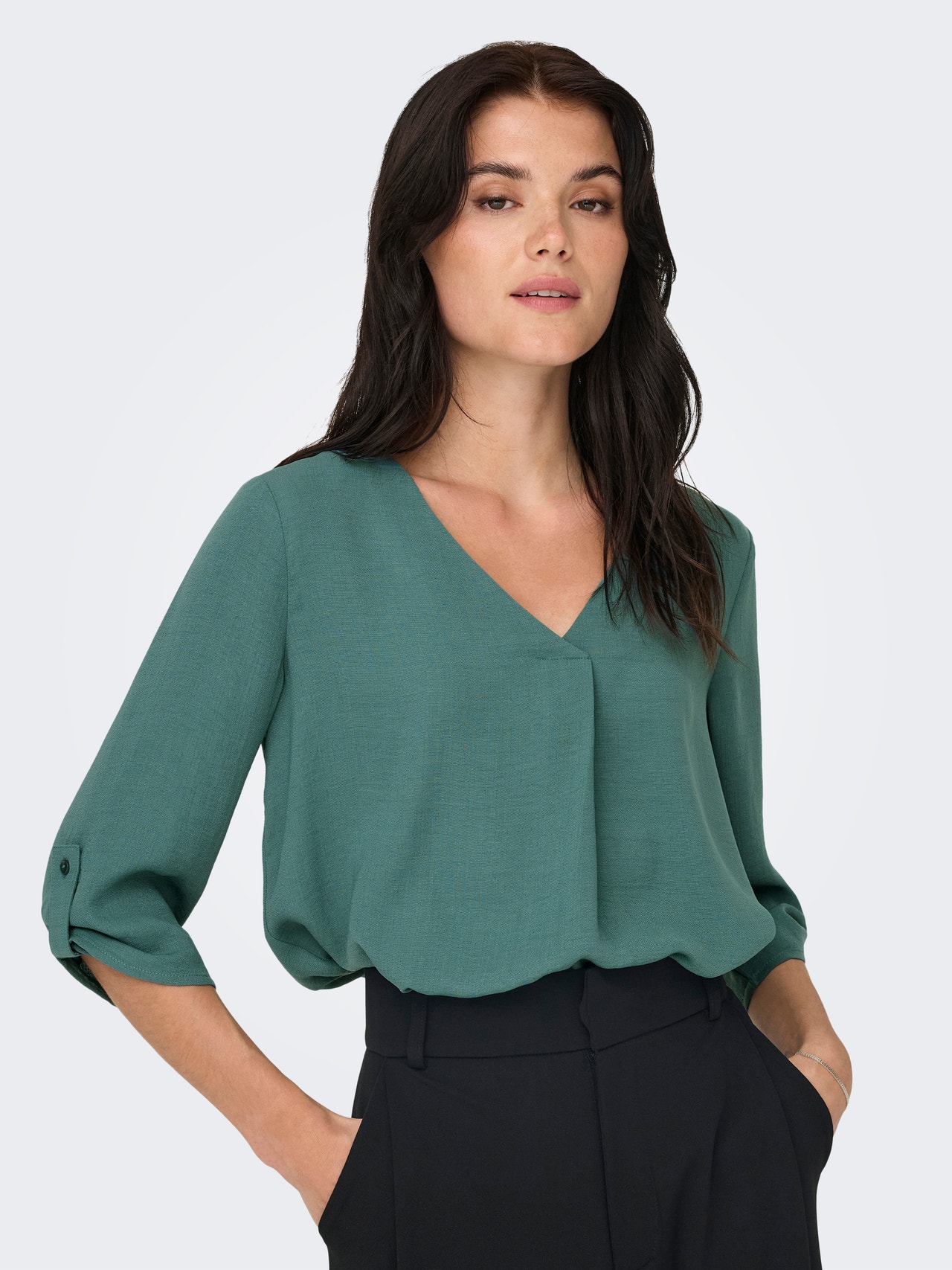 ONLY Effen gekleurde Top met 3/4 mouwen -North Atlantic - 15226911