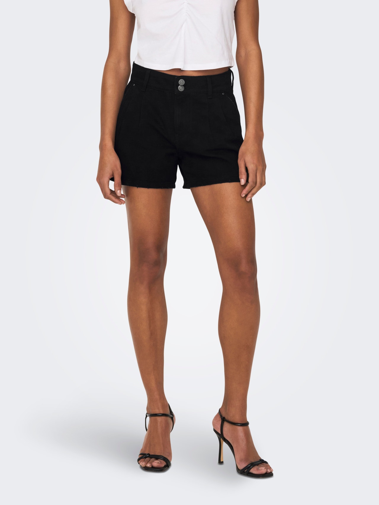 ONLY Hohe Taille Shorts -Black Denim - 15226947