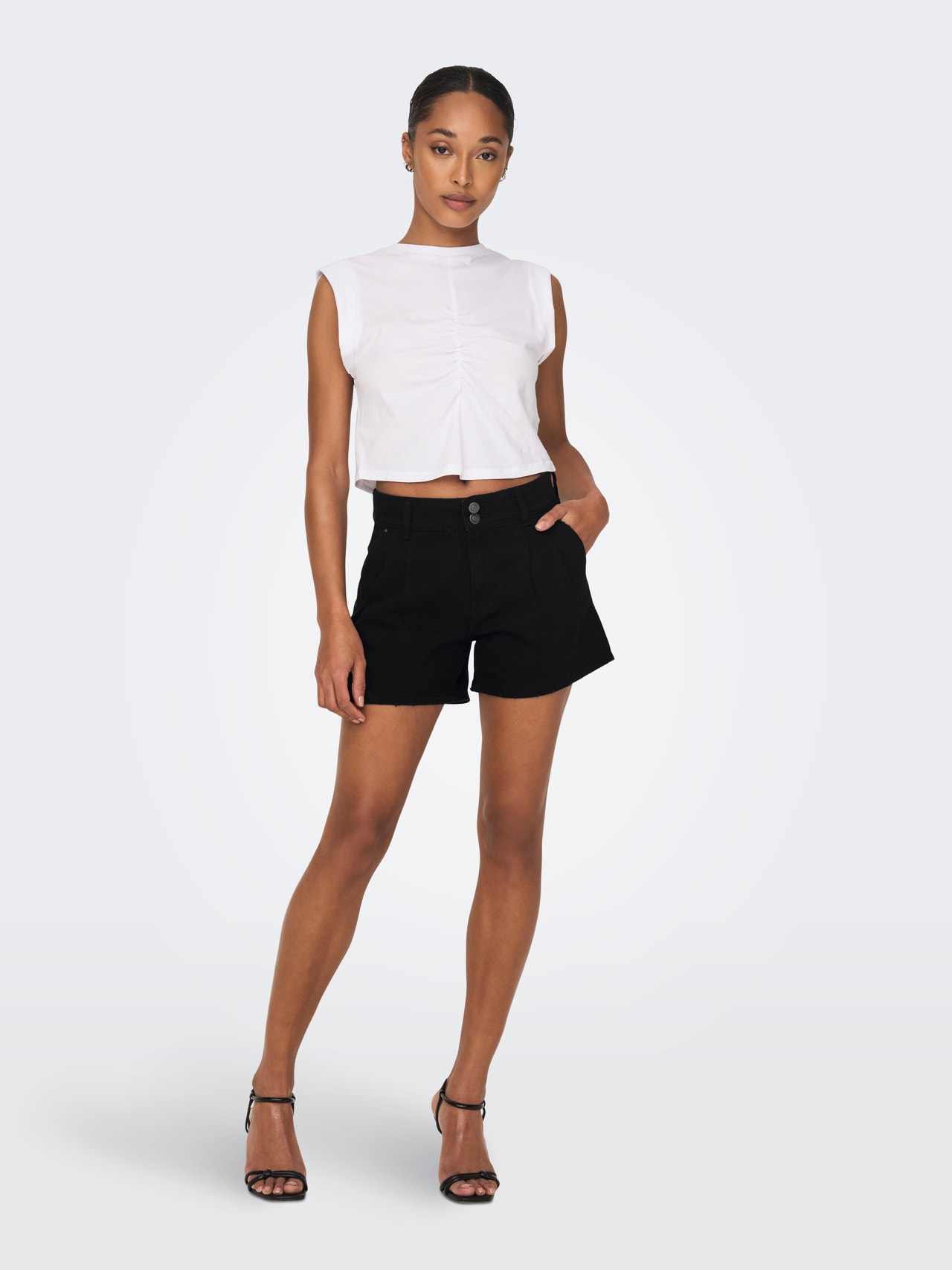 ONLY High waist Shorts -Black Denim - 15226947