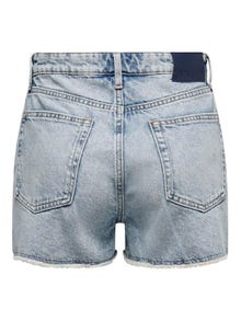ONLY Normal geschnitten Hohe Taille Offener Saum Shorts -Light Blue Denim - 15226961
